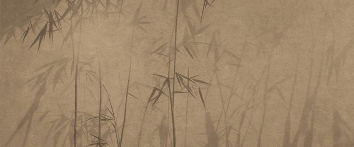 Fotobehang Bamboescheuten tegen de muur