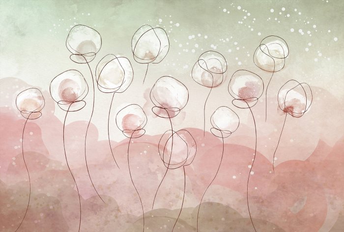 Fotobehang Abstract aquarelschilderij van witte bloemen