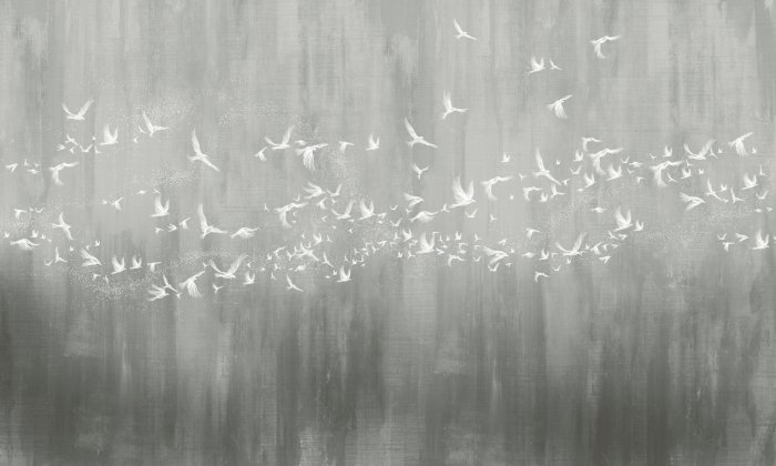 Fotobehang Modern betonpatroon met vogels