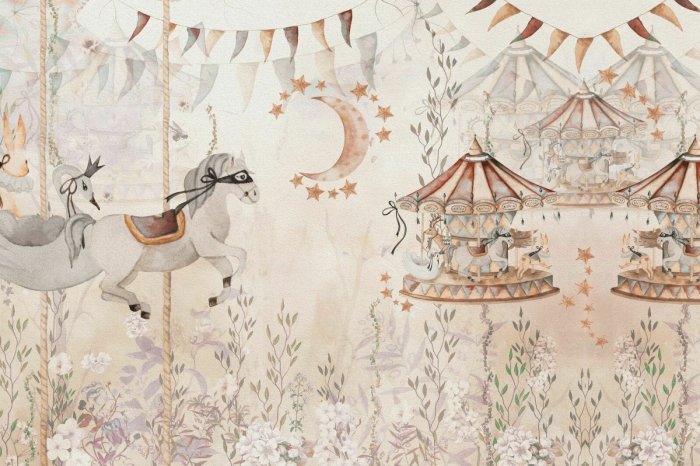 Fotobehang Pretpark in aquarelstijl