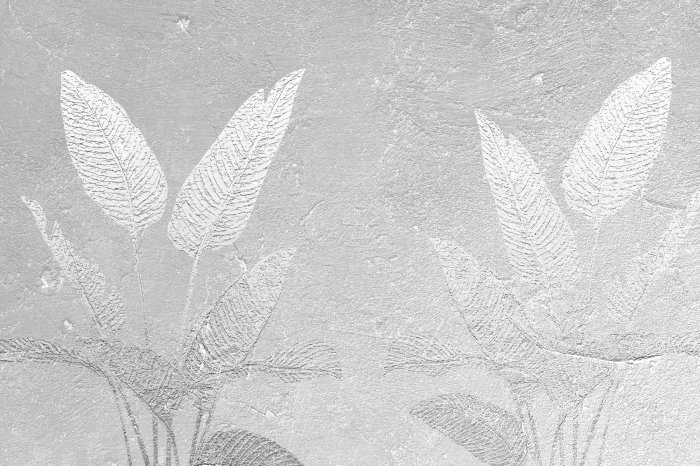 Fotobehang Imitatiebladeren op grijs beton