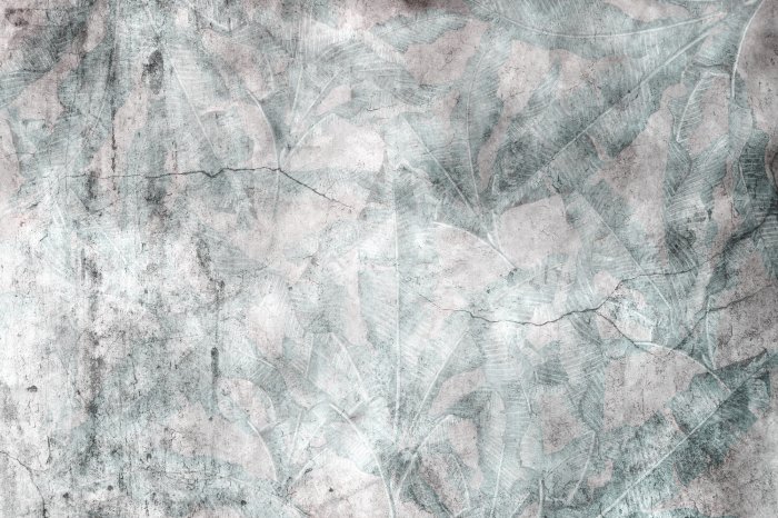 Fotobehang Betonnen muur met plantenmotief