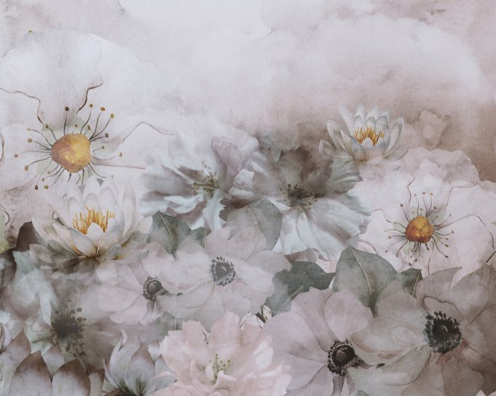 Fotobehang Met waterverf geschilderde wilde bloemen