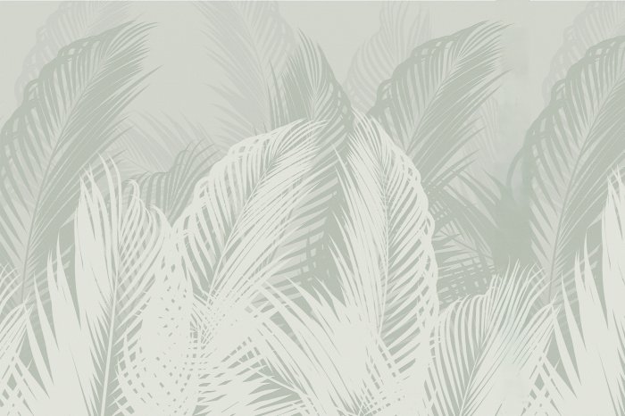 Fotobehang Palmbomen op een lichte achtergrond met een exotisch patroon