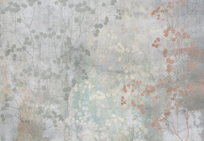 Fotobehang Schaduwen en reflecties van bladeren op een betonnen oppervlak