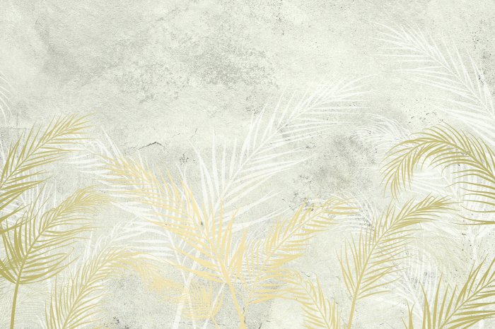 Fotobehang Gouden grassprietjes tegen de betonnen achtergrond