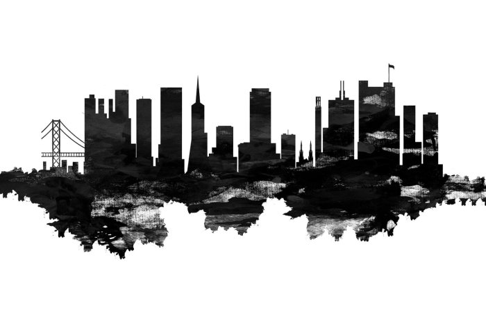 Fotobehang Abstracte zwart-witfoto van San Francisco