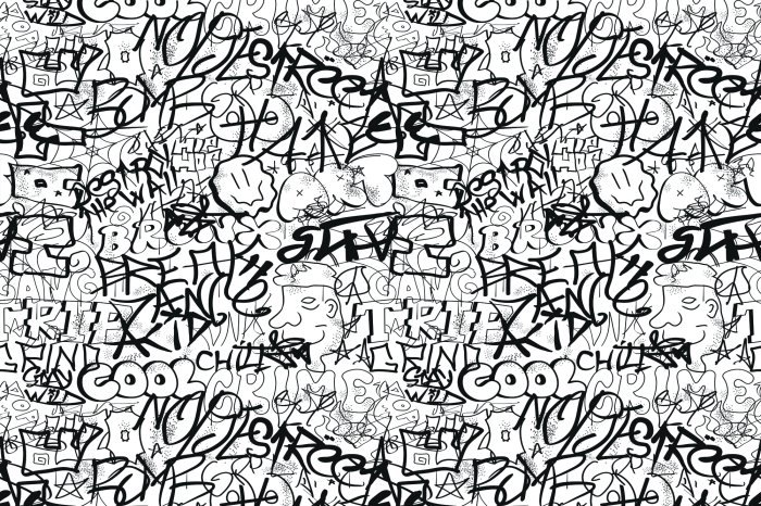 Fotobehang Graffiti met zwarte letters op een witte achtergrond