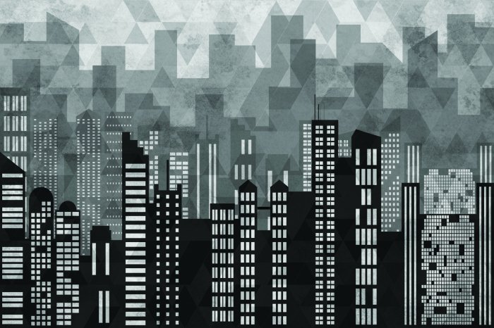 Fotobehang Geïllustreerd New York met een geometrische achtergrond