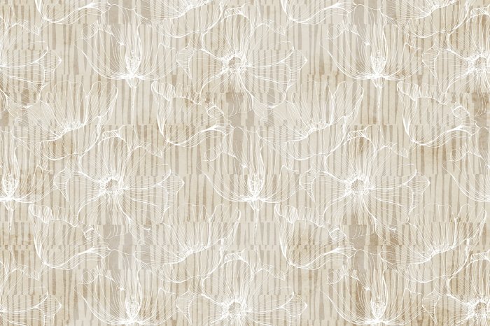 Fotobehang Lineaire klaprozen op een geometrische achtergrond