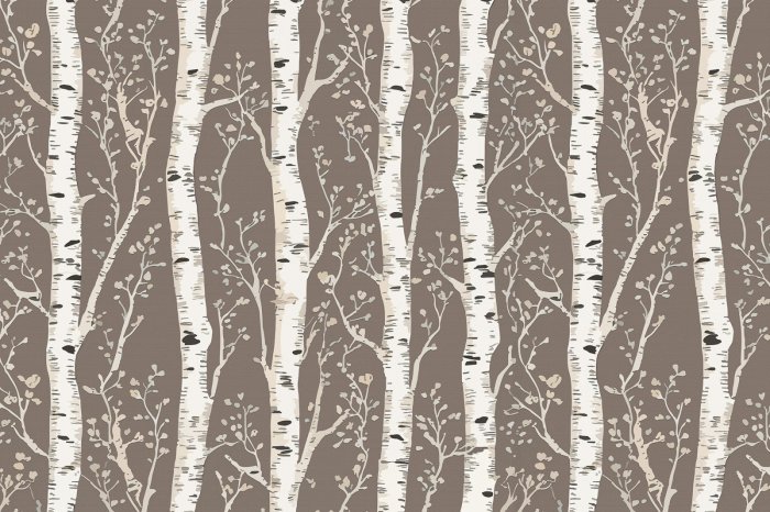 Fotobehang Berkenbomen tegen een achtergrond in tinten bruin