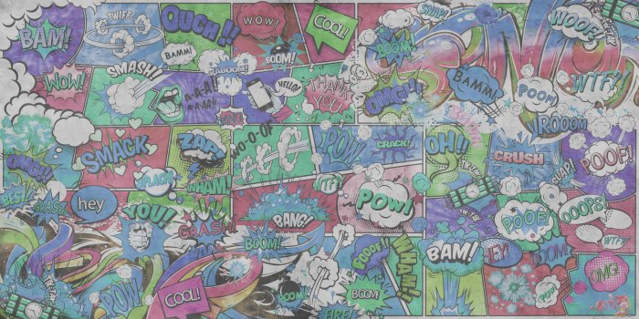 Fotobehang Komische tekstballonnen met opschriften, jeugdpatroon