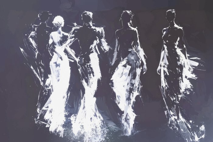 Fotobehang Mysterieuze menselijke silhouetten modern abstract patroon