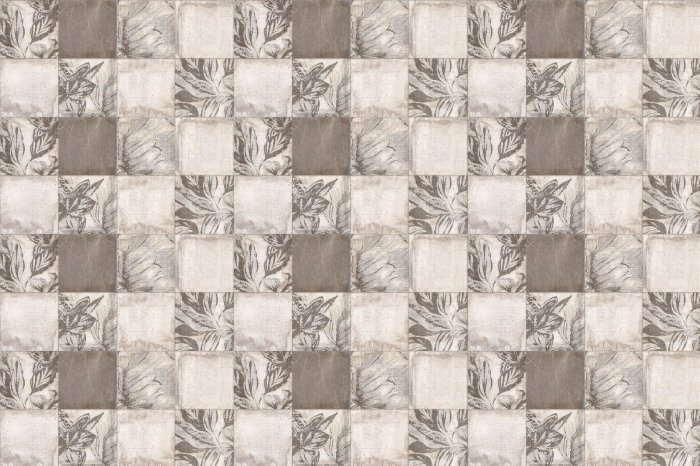 Fotobehang Vierkante tegels met een botanisch motief