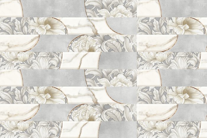 Fotobehang Abstract grijs patroon met bloemen