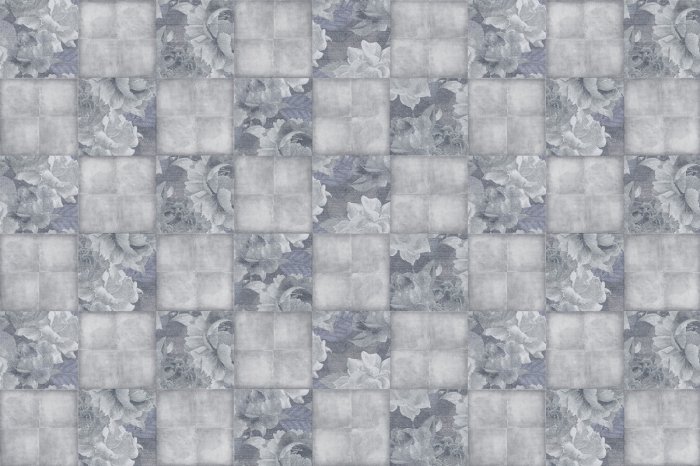 Fotobehang Imitatie van vierkante tegels met bladeren