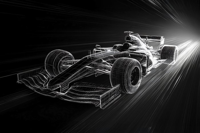 Fotobehang Schets van een snelle Formule 1-auto