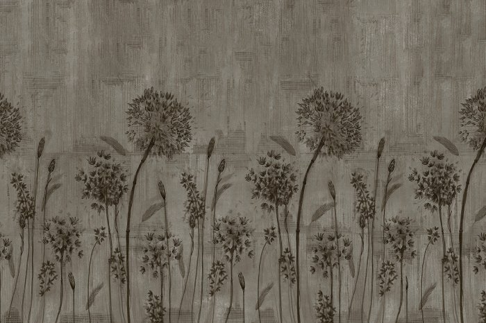 Fotobehang Paardenbloemen op een grijze betonnen achtergrond