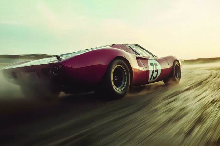 Fotobehang Rode retro auto