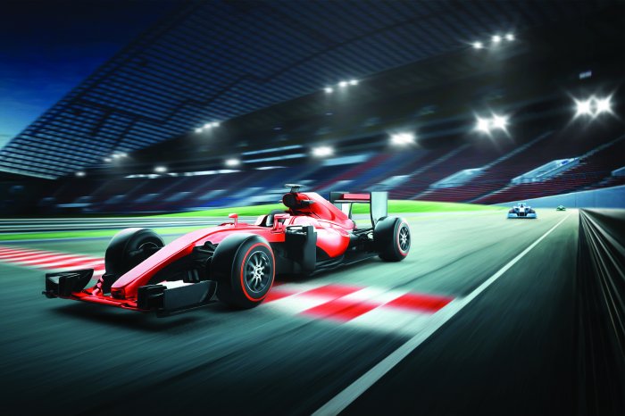 Fotobehang Raceauto in het stadion