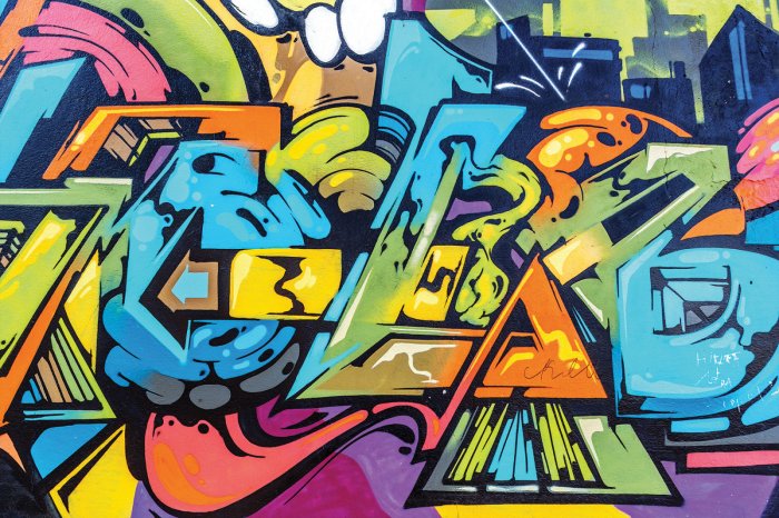 Fotobehang Dynamische, kleurrijke graffiti met een artistieke expressie