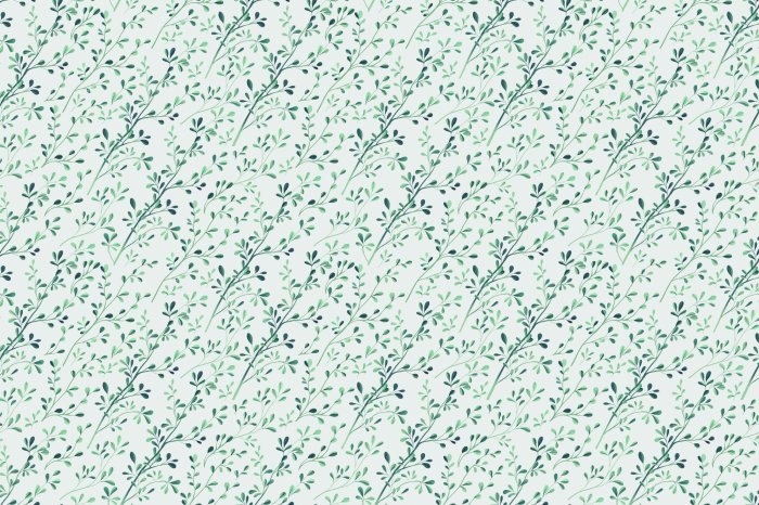 Fotobehang Twijgen met groene bladeren in een natuurlijk ritme