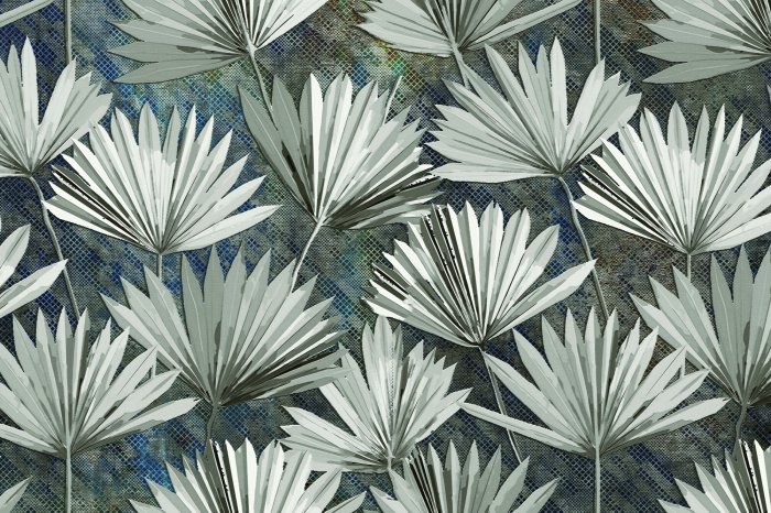 Fotobehang Een decoratie geïnspireerd op een waaier van bladeren