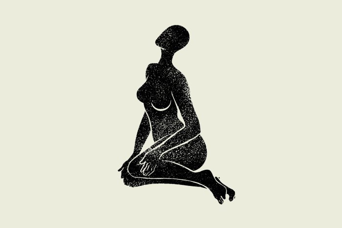 Fotobehang Een subtiele tekening van een vrouwelijk silhouet in het zwart