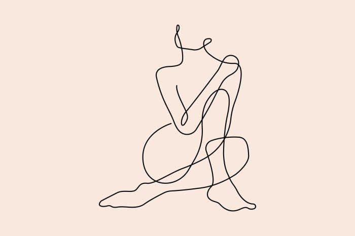 Fotobehang Een minimalistische schets van een vrouwelijk silhouet