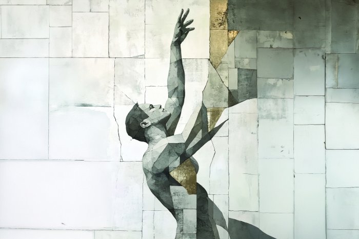 Fotobehang Abstract mannelijk portret in de vorm van een muurschildering