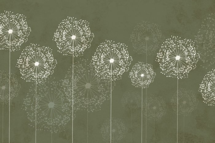 Fotobehang Subtiele bloemen op een warme bruine achtergrond