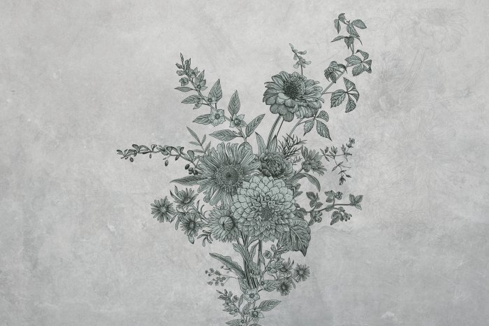 Fotobehang Een compositie van wilde bloemen uit de weide