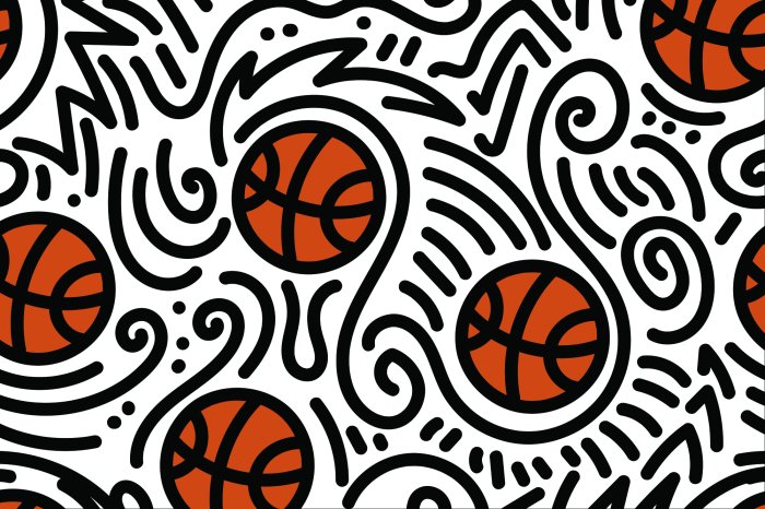 Fotobehang Een tekening met een basketbalmotief