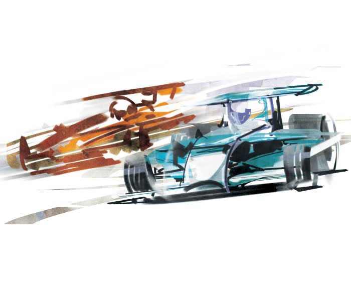 Fotobehang Aquarel sportwagens