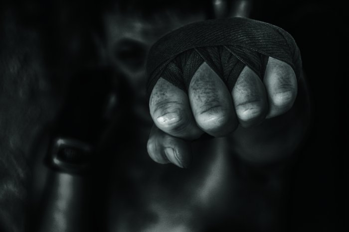 Fotobehang Bokser in een dynamische pose