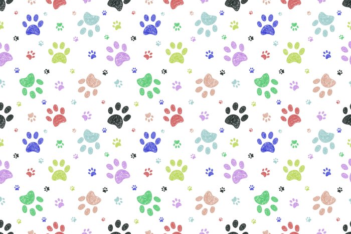 Fotobehang Decoratief patroon met hondenpoten