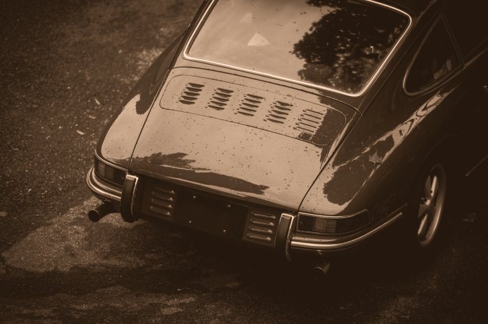 Fotobehang Vintage auto kofferbak