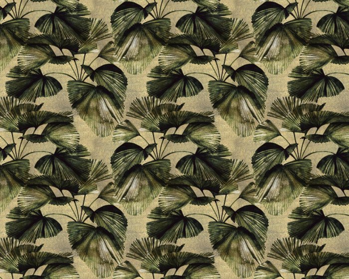 Fotobehang Groene palmbladeren in vintage stijl