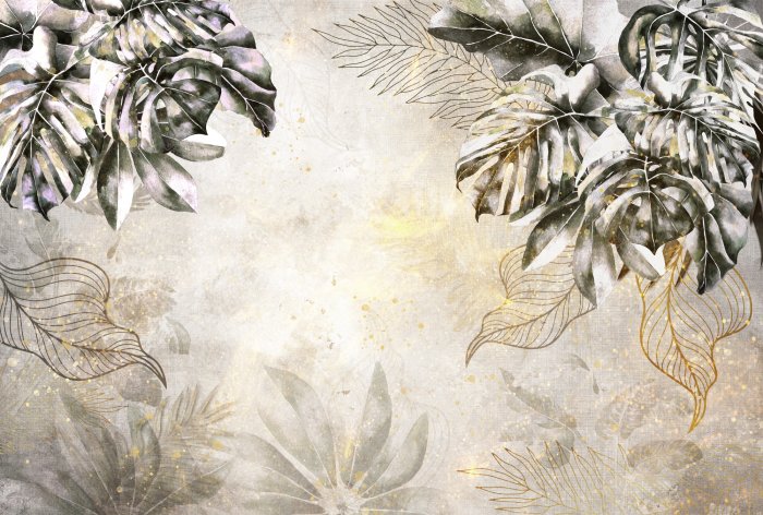 Fotobehang Abstracte Monstera-bladeren