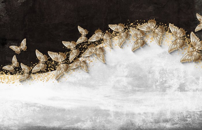 Fotobehang 3D gouden vlinders