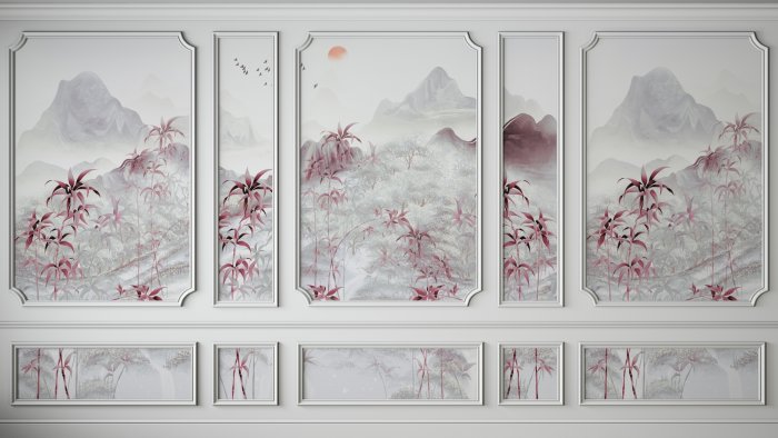 Fotobehang Chinees zonsonderganglandschap