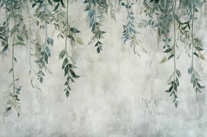 Fotobehang Bladeren hangen erboven