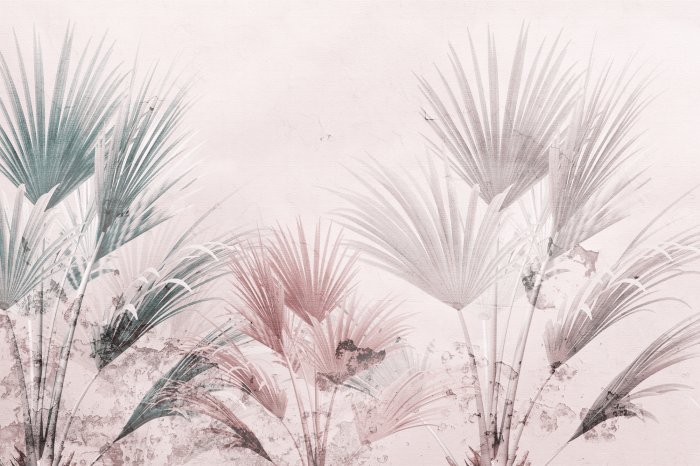 Fotobehang Palmbladeren op een lichte achtergrond