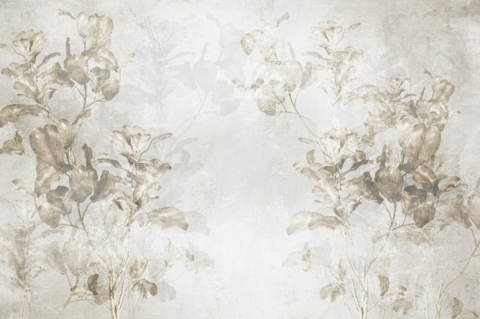 Fotobehang Botanische bladeren op een grijze achtergrond