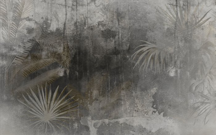 Fotobehang Delicate tropische planten op beton