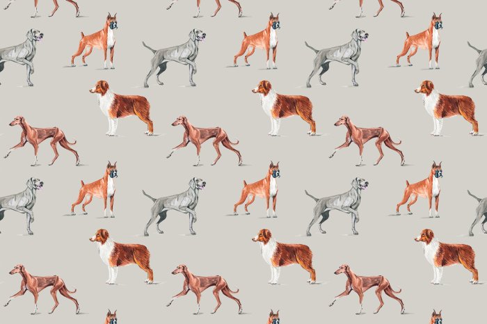 Fotobehang Honden in aquarelstijl