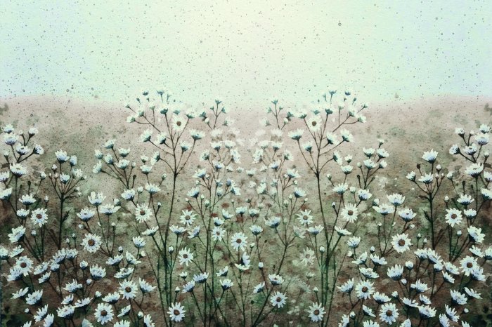 Fotobehang Aquarelweide met bloemen