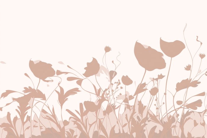 Fotobehang Geschilderde weide in tinten beige en groen