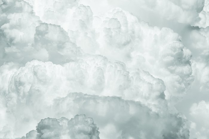 Fotobehang Witte en grijze wolken in een minimalistische stijl