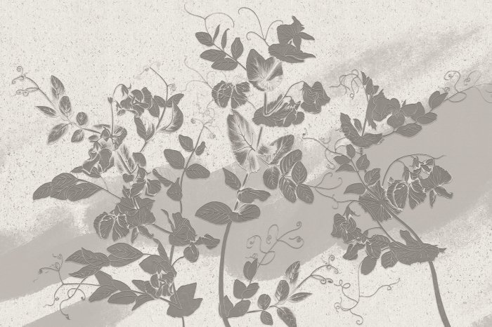 Fotobehang Grijze bladeren op een zanderige textuur